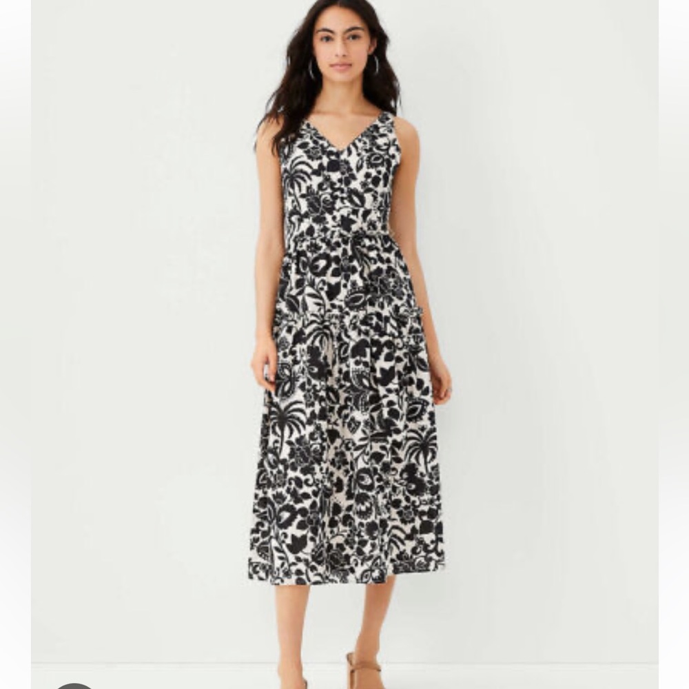 Ann Taylor black and cream maxi dress size 10 petite